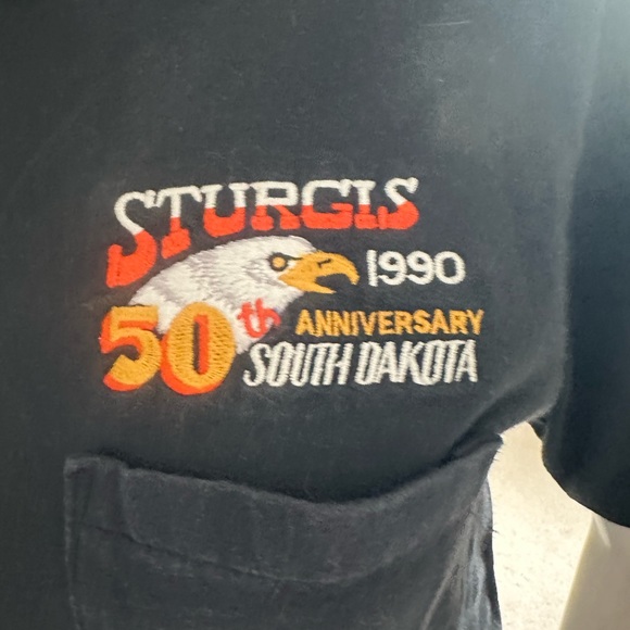 BLACK STURGIS 50th. ANNIVERSARY T SHIRT 1990- SIZE SMALL 34-36 - Picture 3 of 6
